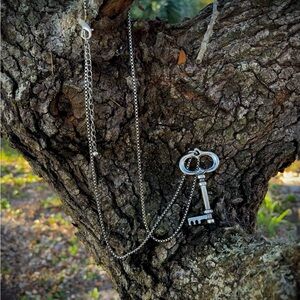Chico's Silver Key Pendant Necklace ~ goth style ~ y2k